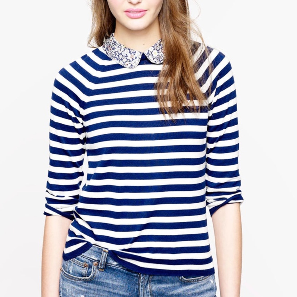 J. Crew Navy and White Striped Sweater